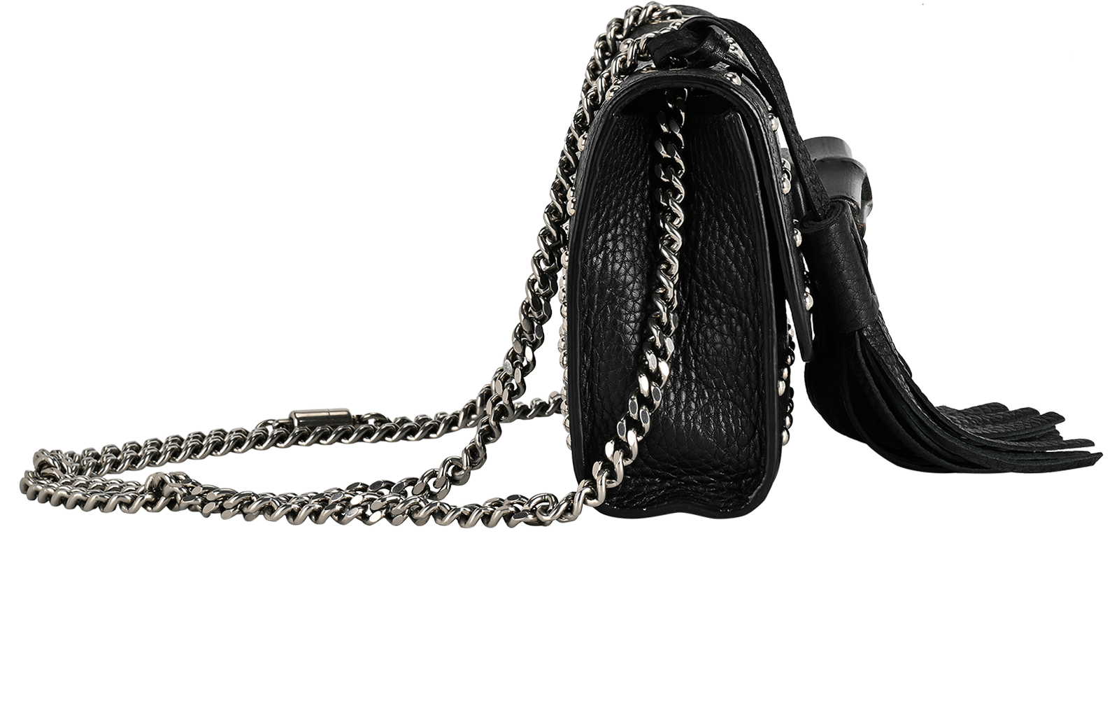 Miss Bamboo Tassel Crossbody, &pound;420, Handbags, Black, Leather, Side view